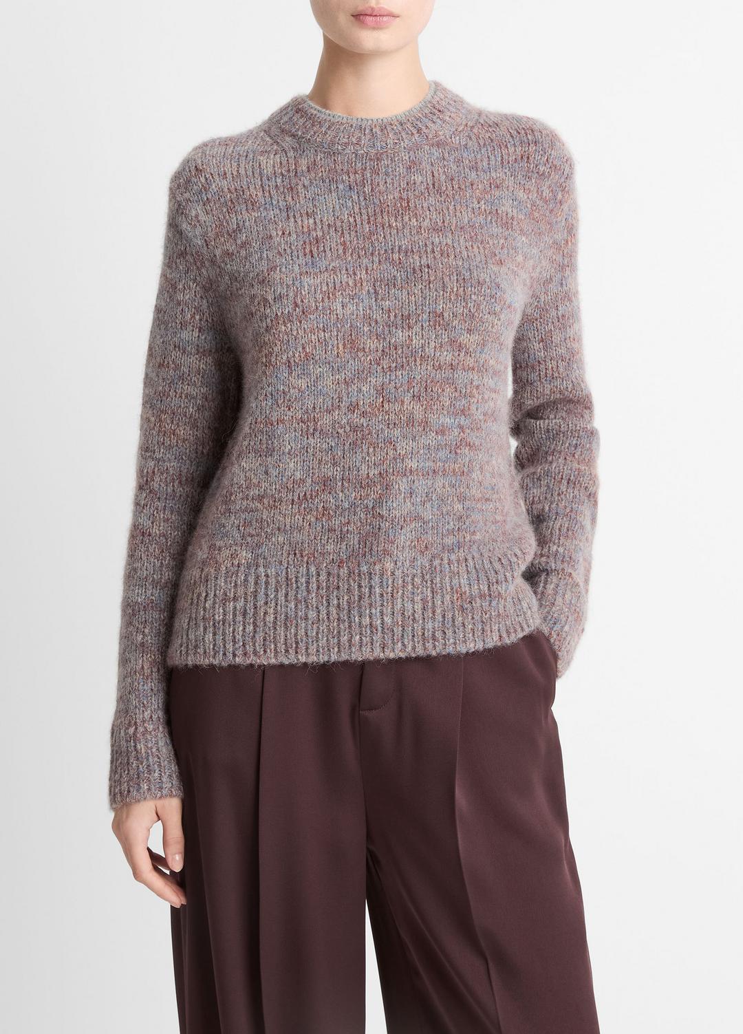 VINCE | Marled Crew Neck Sweater in Crew Neck - COGNAC COMBO