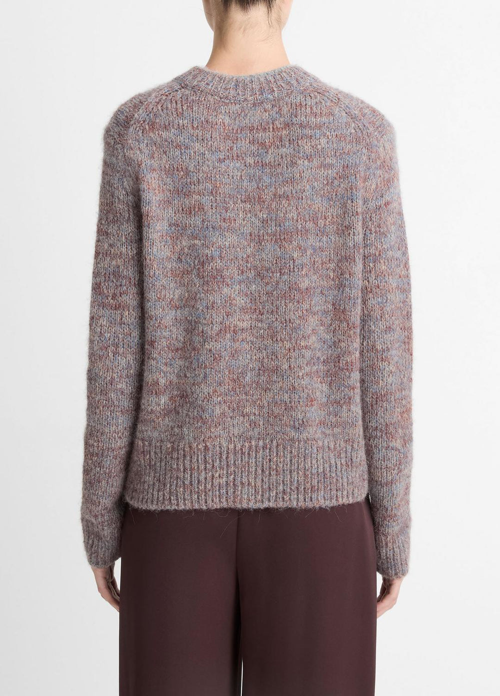 VINCE | Marled Crew Neck Sweater in Crew Neck - COGNAC COMBO