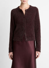 VINCE | Metallic Eyelash Cardigan in Cardigans - OXBLOOD