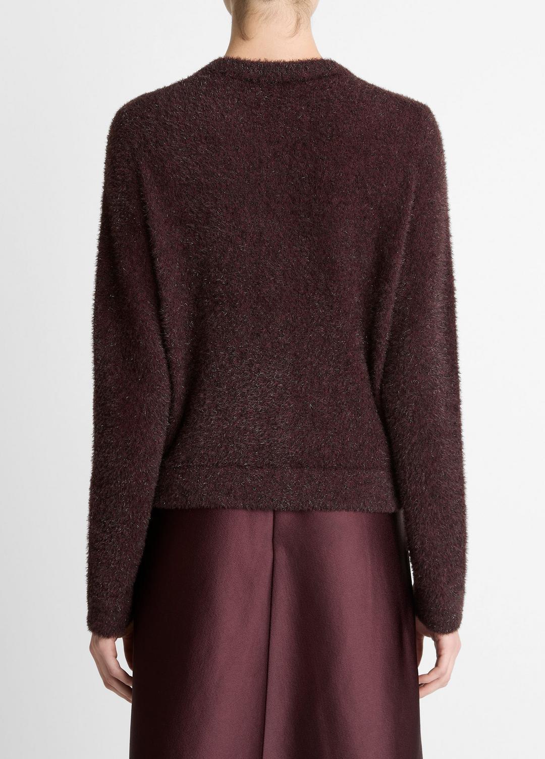 VINCE | Metallic Eyelash Cardigan in Cardigans - OXBLOOD