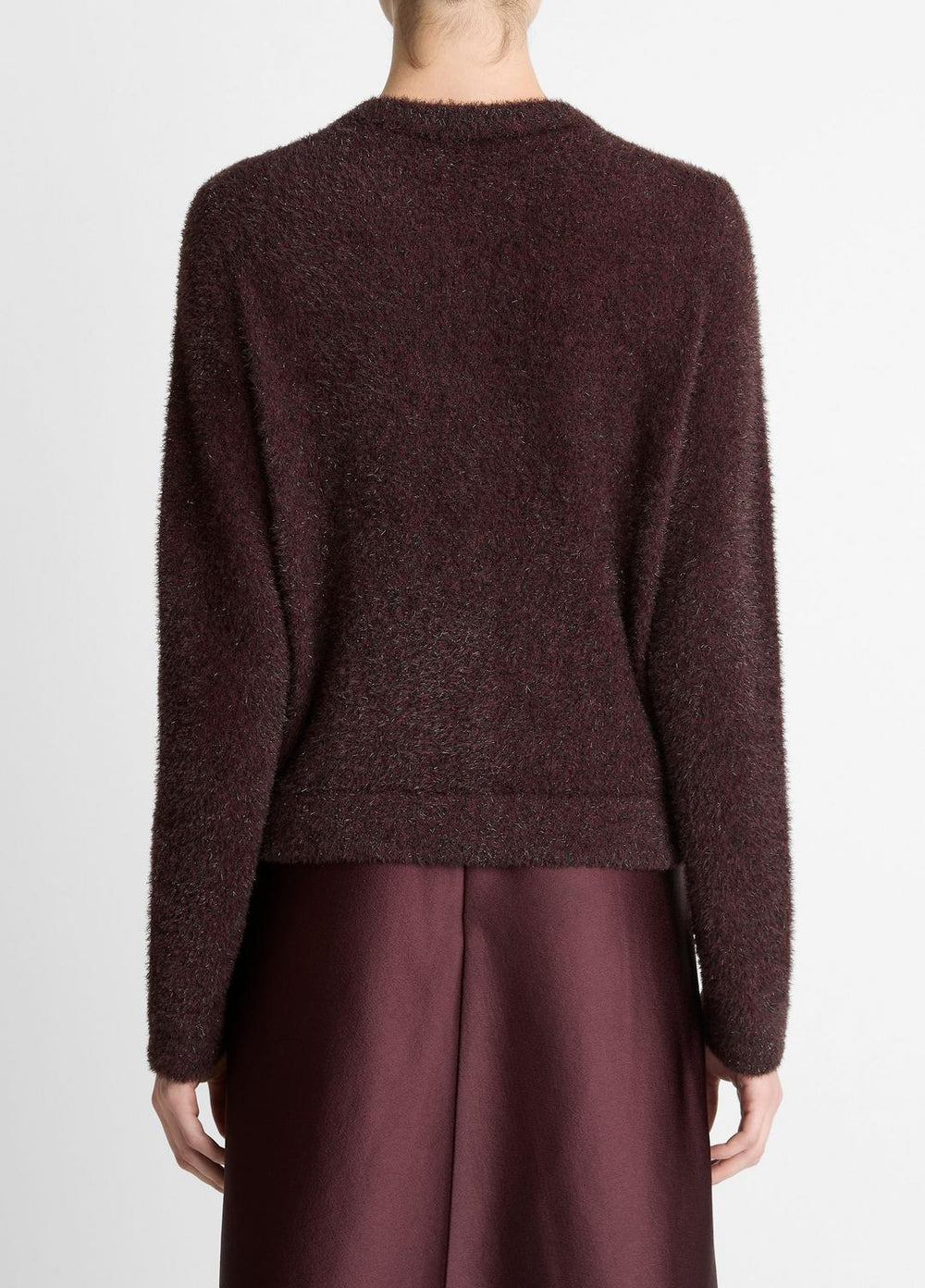 VINCE | Metallic Eyelash Cardigan in Cardigans - OXBLOOD