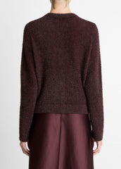 VINCE | Metallic Eyelash Cardigan in Cardigans - OXBLOOD