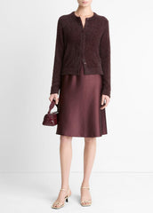 VINCE | Metallic Eyelash Cardigan in Cardigans - OXBLOOD