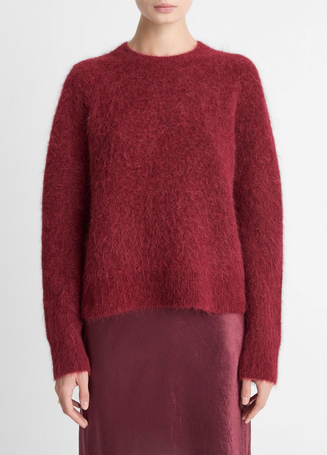 VINCE | Brushed Alpaca-Blend Crew Neck Sweater in Crew Neck - ROSE WINE