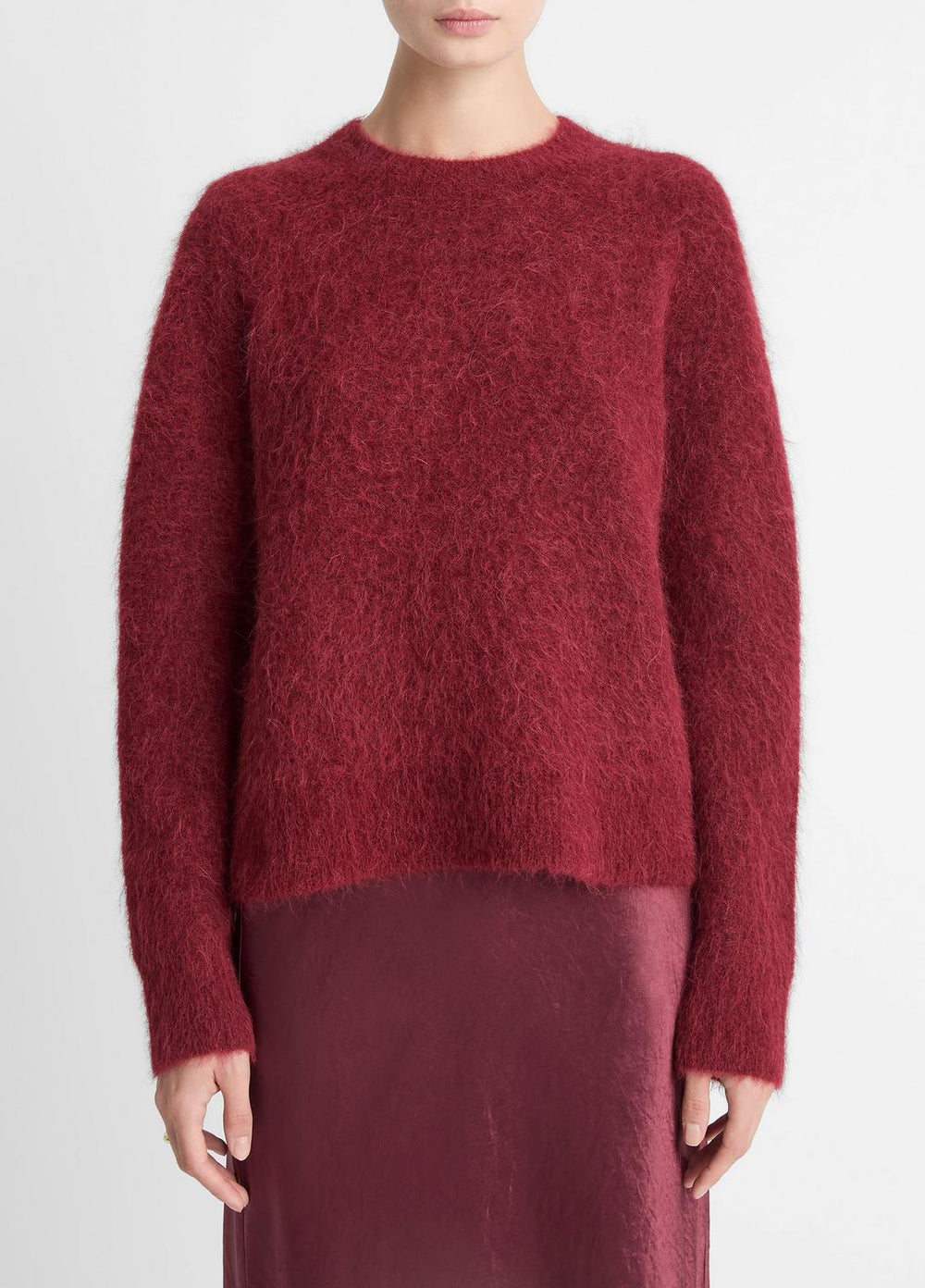 VINCE | Brushed Alpaca-Blend Crew Neck Sweater in Crew Neck - ROSE WINE