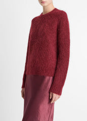 VINCE | Brushed Alpaca-Blend Crew Neck Sweater in Crew Neck - ROSE WINE