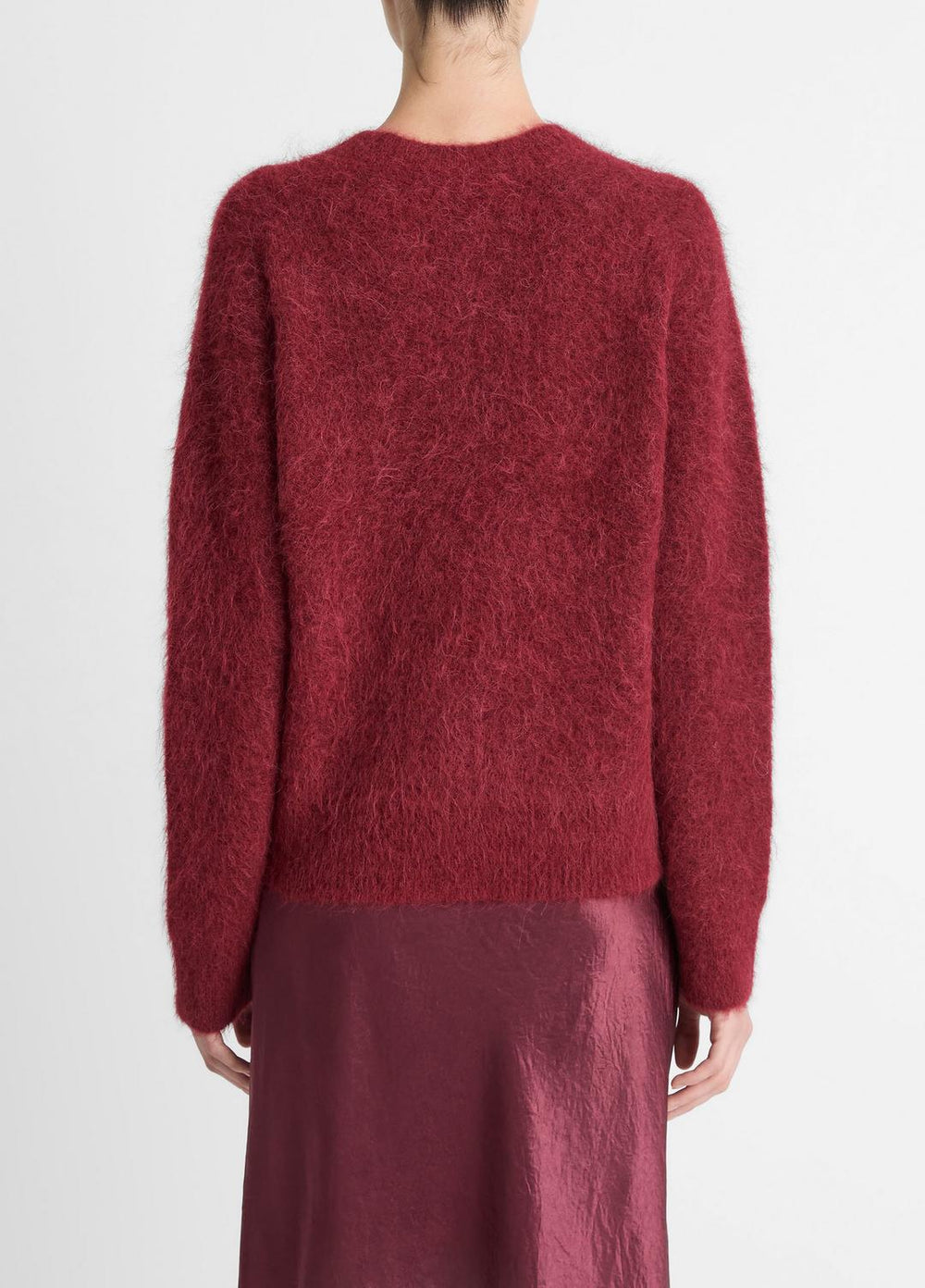 VINCE | Brushed Alpaca-Blend Crew Neck Sweater in Crew Neck - ROSE WINE
