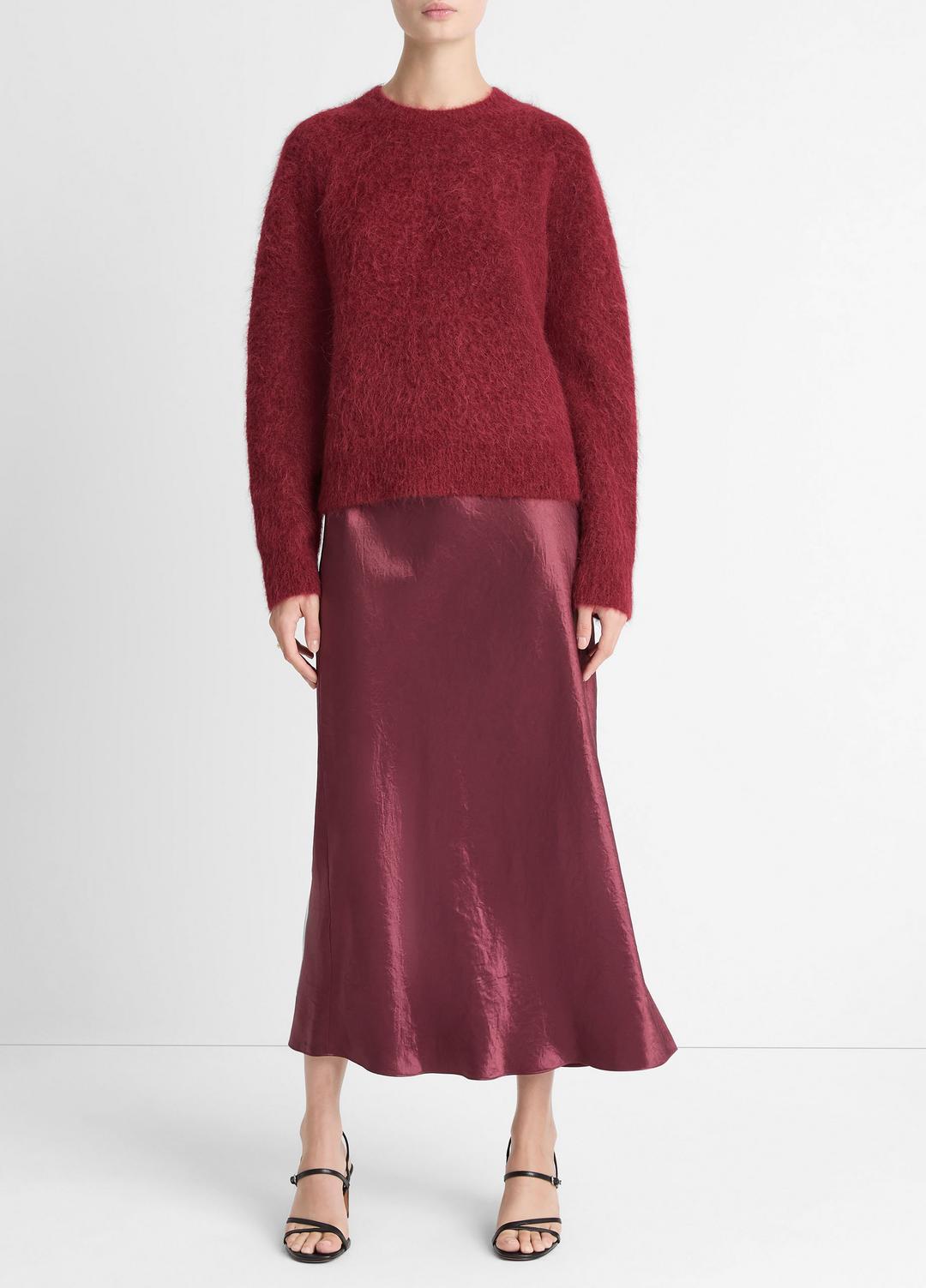 VINCE | Brushed Alpaca-Blend Crew Neck Sweater in Crew Neck - ROSE WINE