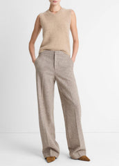 VINCE | Donegal Plush Cashmere Sweater Vest in V-Neck - HEATHER OAT DONEGAL