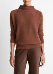 VINCE | Plush Cashmere Funnel-Neck Sweater in Turtleneck - CACAO