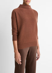 VINCE | Plush Cashmere Funnel-Neck Sweater in Turtleneck - CACAO