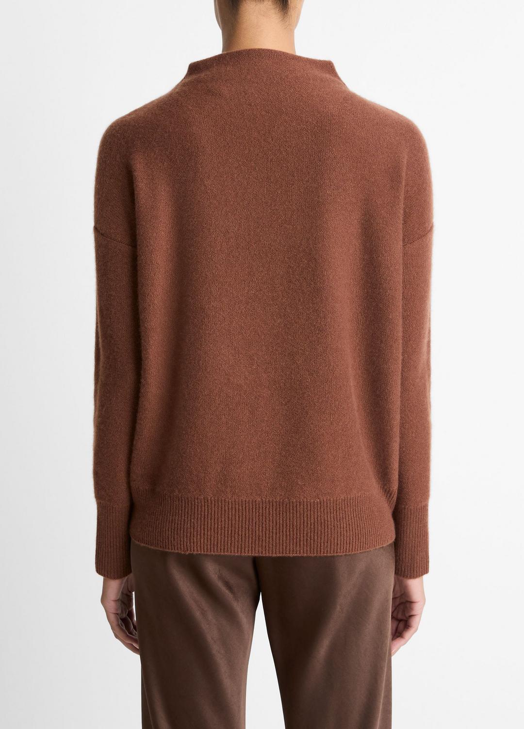 VINCE | Plush Cashmere Funnel-Neck Sweater in Turtleneck - CACAO