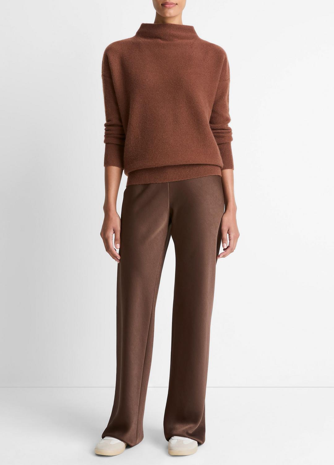 VINCE | Plush Cashmere Funnel-Neck Sweater in Turtleneck - CACAO