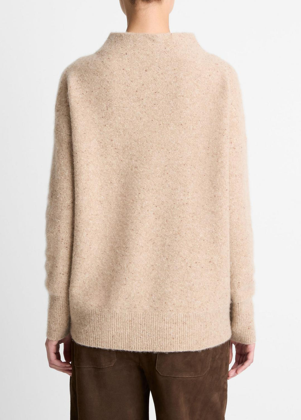 VINCE | Donegal Cashmere Funnel-Neck Sweater in Turtleneck - HEATHER OAT DONEGAL