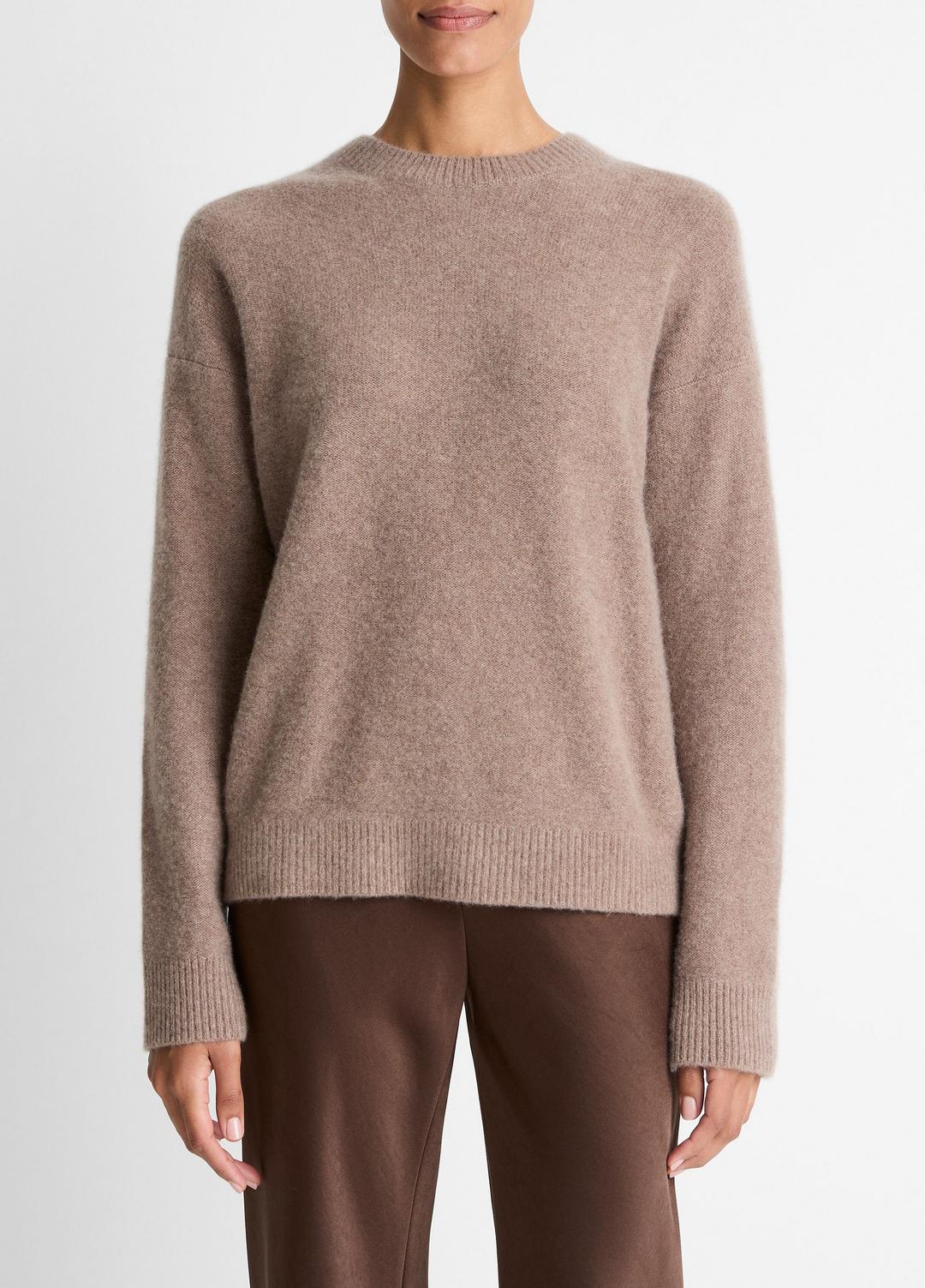 VINCE | Plush Cashmere Crew Neck Sweater in Crew Neck - HEATHER DOE
