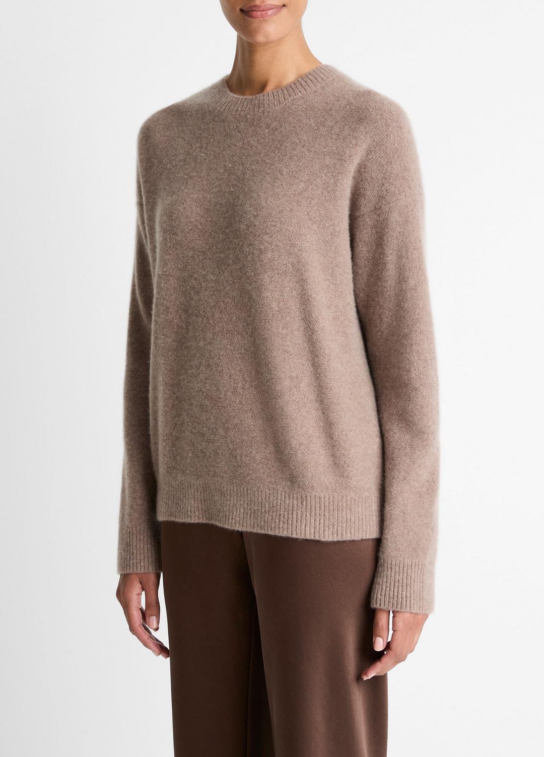 VINCE | Plush Cashmere Crew Neck Sweater in Crew Neck - HEATHER DOE