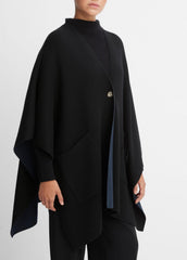 VINCE | Wool and Cashmere Double-Face Cape in Sweaters - BLACK NAVY