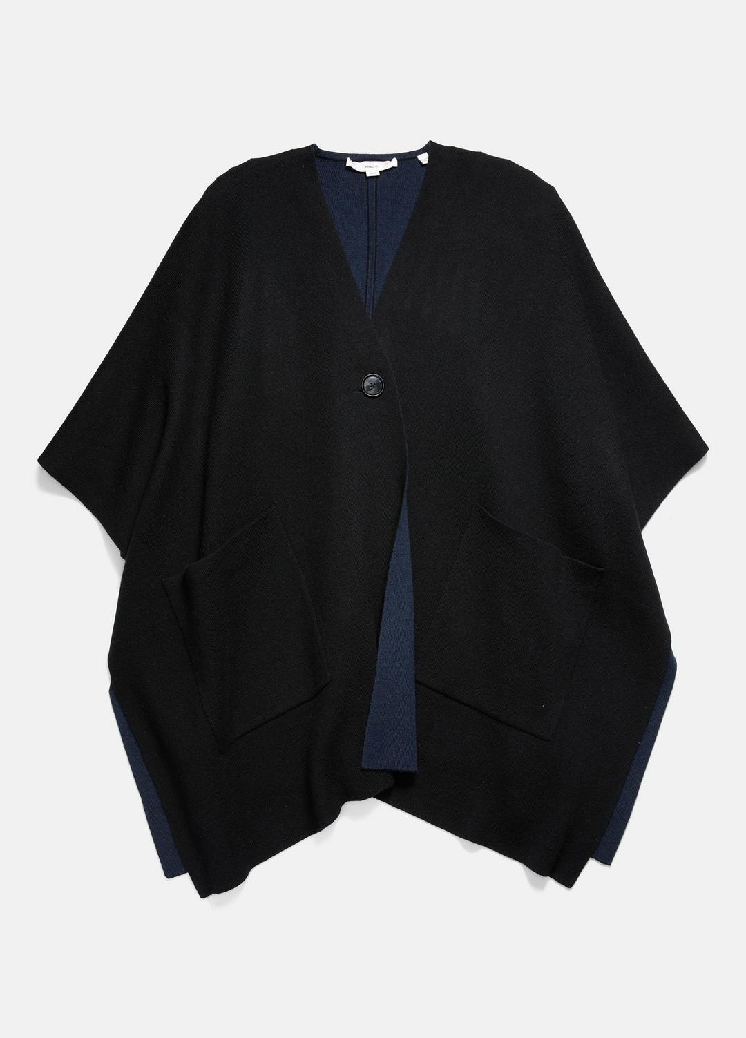 VINCE | Wool and Cashmere Double-Face Cape in Sweaters - BLACK NAVY