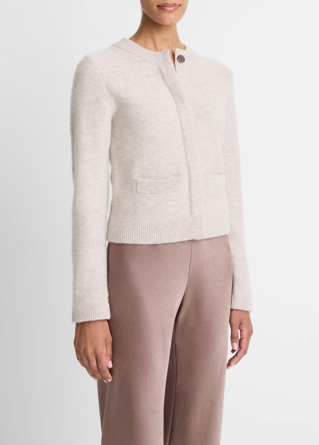 VINCE | Plush Cashmere Shrunken Cardigan in Cardigans - MARBLE
