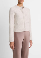 VINCE | Plush Cashmere Shrunken Cardigan in Cardigans - MARBLE