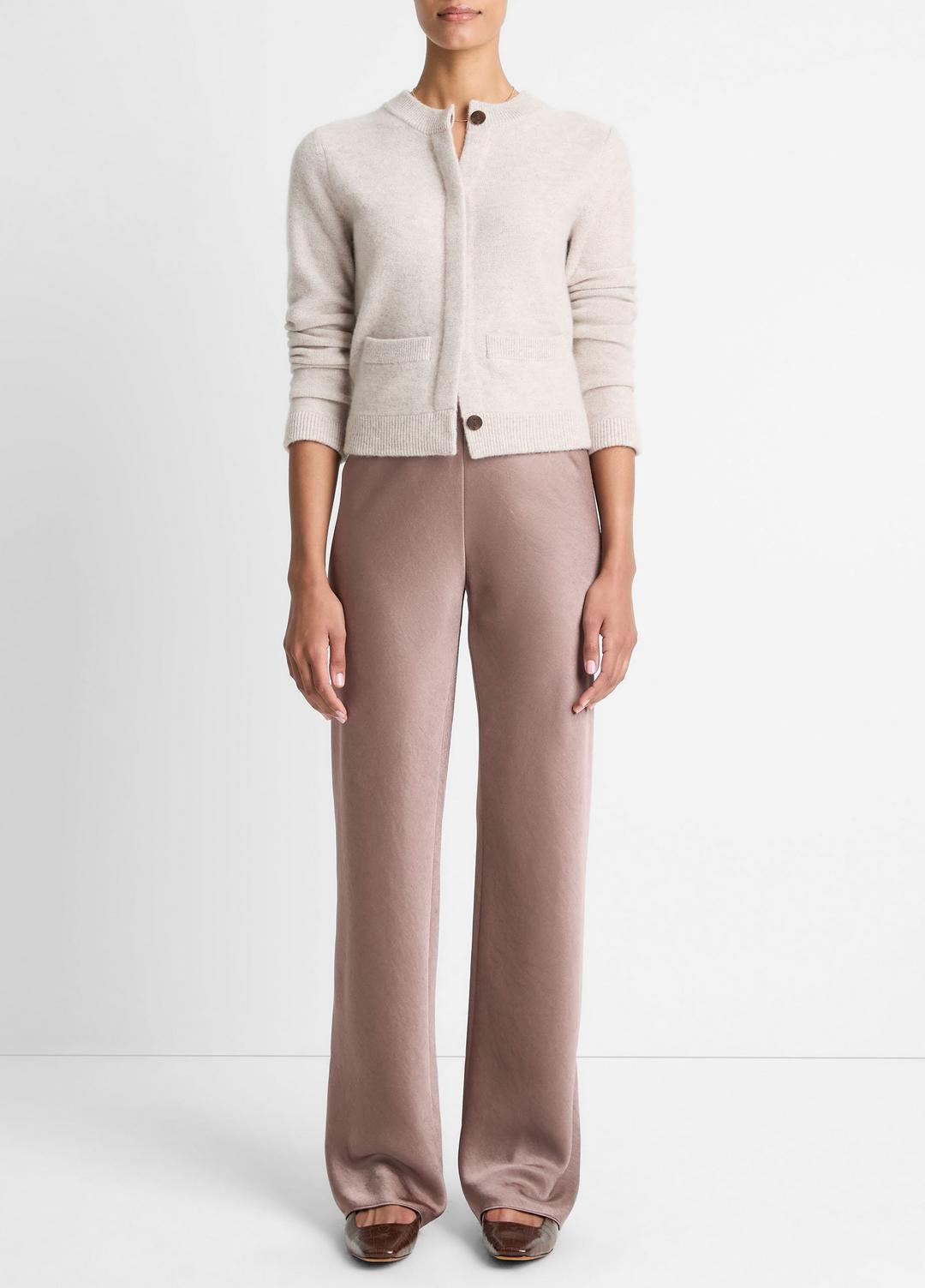 VINCE | Plush Cashmere Shrunken Cardigan in Cardigans - MARBLE
