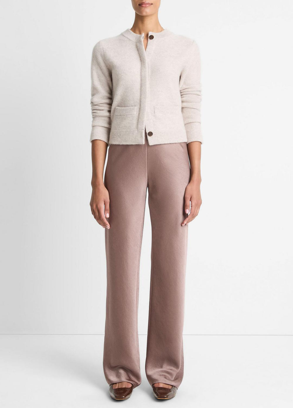VINCE | Plush Cashmere Shrunken Cardigan in Cardigans - MARBLE