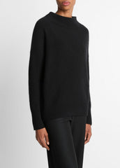 VINCE | Plush Cashmere Funnel-Neck Sweater in Turtleneck - BLACK
