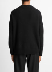VINCE | Plush Cashmere Funnel-Neck Sweater in Turtleneck - BLACK