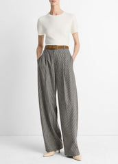 VINCE | Wool & Cashmere-Blend Short-Sleeve Sweater in Crew Neck - OFF WHITE