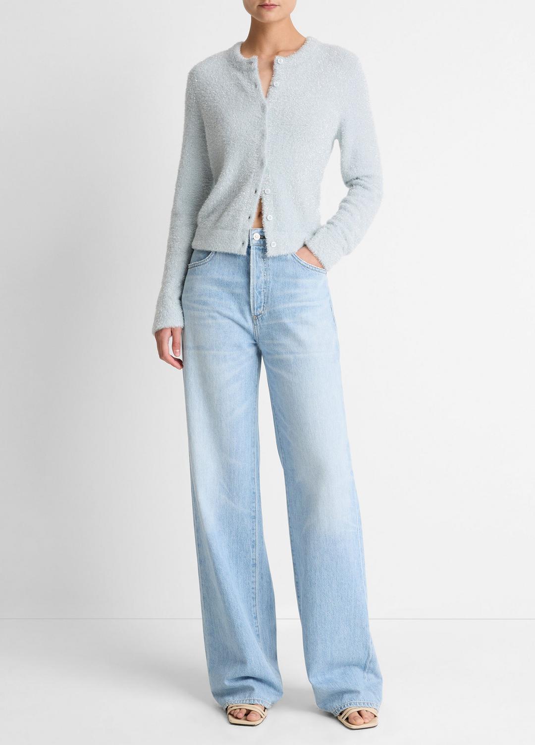 VINCE | Metallic Eyelash Cardigan in Cardigans - GLACIER
