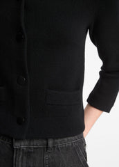 VINCE | Wool-Blend Shrunken Snap Cardigan in Cardigans - BLACK