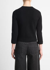 VINCE | Wool-Blend Shrunken Snap Cardigan in Cardigans - BLACK