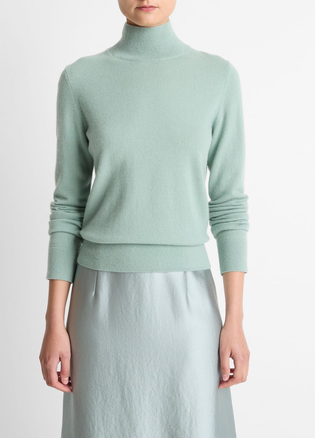 VINCE | Cashmere Turtleneck Sweater in Turtleneck - ALOE STONE