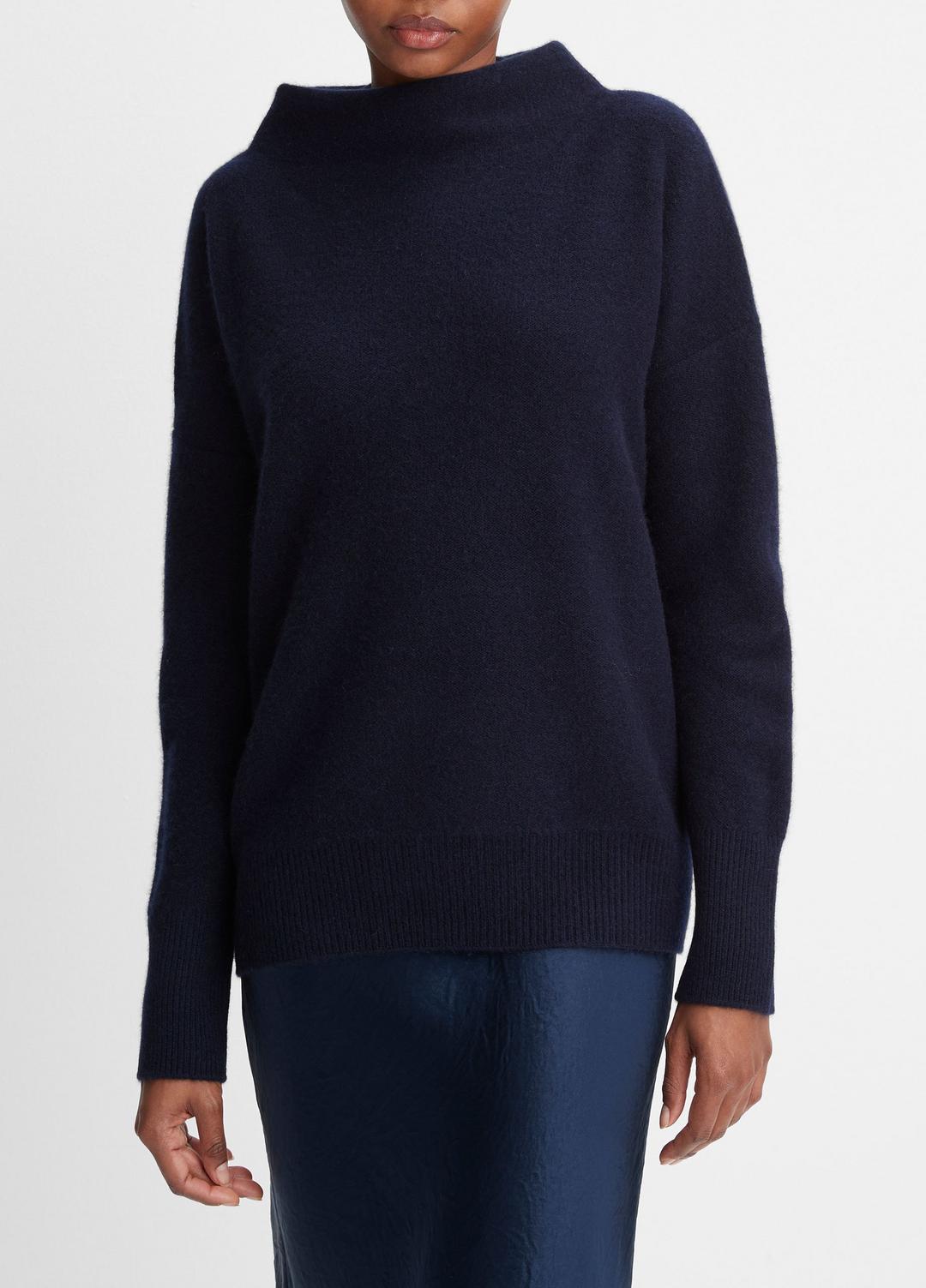 VINCE | Plush Cashmere Funnel-Neck Sweater in Turtleneck - COASTAL BLUE