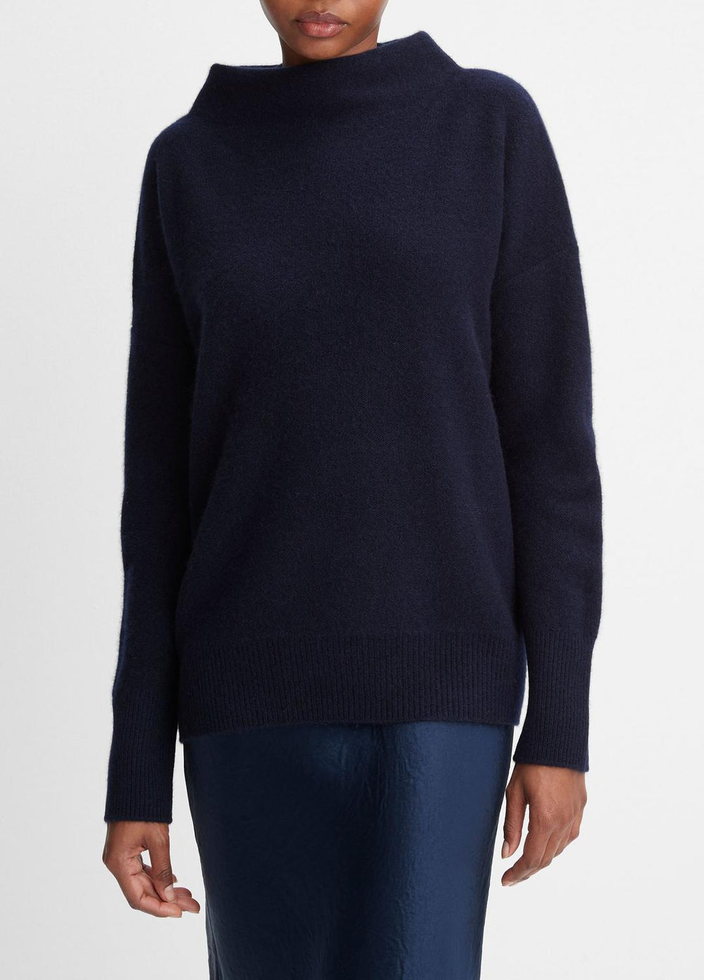 VINCE | Plush Cashmere Funnel-Neck Sweater in Turtleneck - COASTAL BLUE