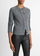 VINCE | Plush Cashmere Shrunken Cardigan in Cardigans - HEATHER GRAPHITE