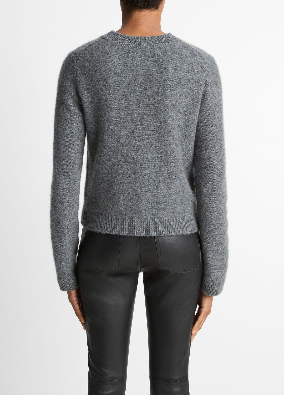 VINCE | Plush Cashmere Shrunken Cardigan in Cardigans - HEATHER GRAPHITE