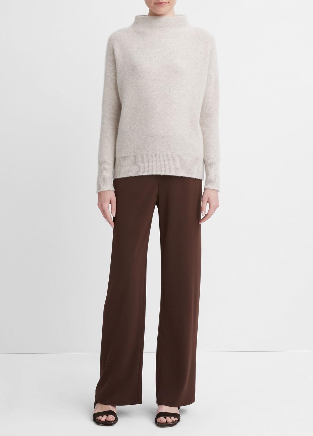 VINCE | Plush Cashmere Funnel-Neck Sweater in Turtleneck - MARBLE