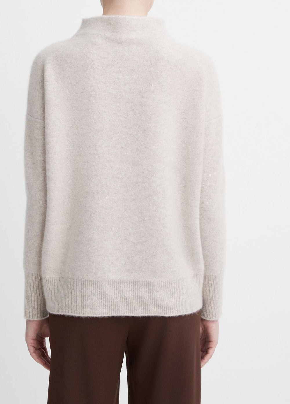 VINCE | Plush Cashmere Funnel-Neck Sweater in Turtleneck - MARBLE