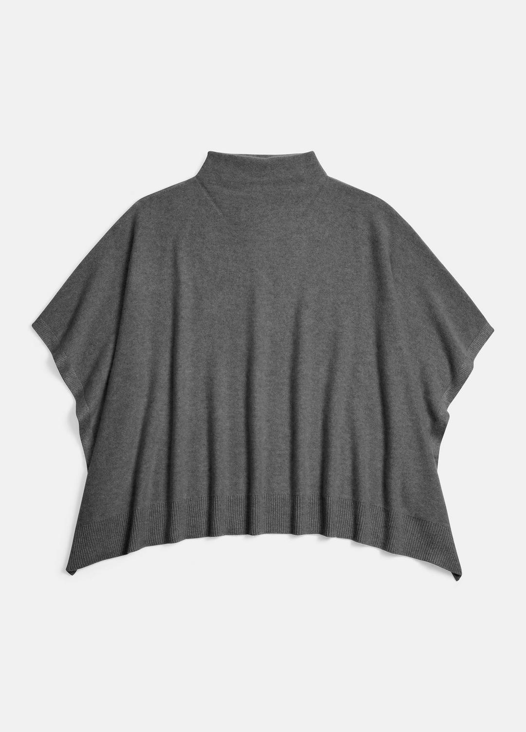 VINCE | Merino Wool-Cashmere Funnel-Neck Poncho in Accessories - HEATHER GREY