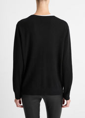 VINCE | Cashmere Weekend V-Neck Sweater in V-Neck - BLACK