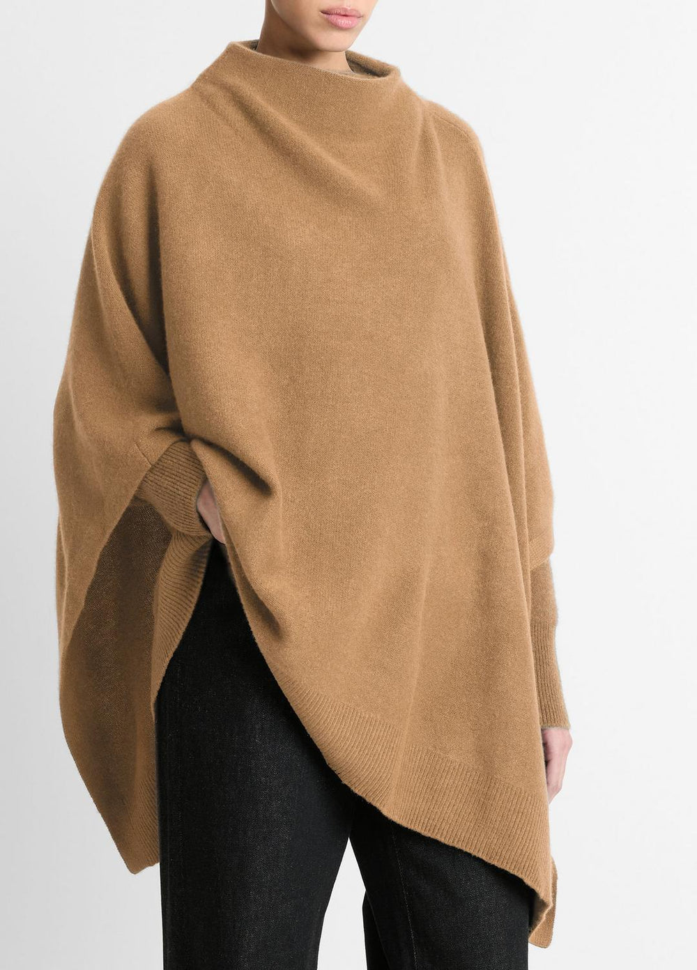 VINCE | Merino Wool-Cashmere Funnel-Neck Poncho in Accessories - BISCOTTI