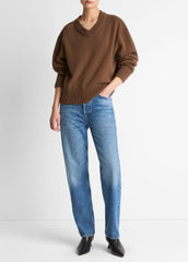 VINCE | Wool-Cashmere V-Neck Sweater in V-Neck - HAZELNUT