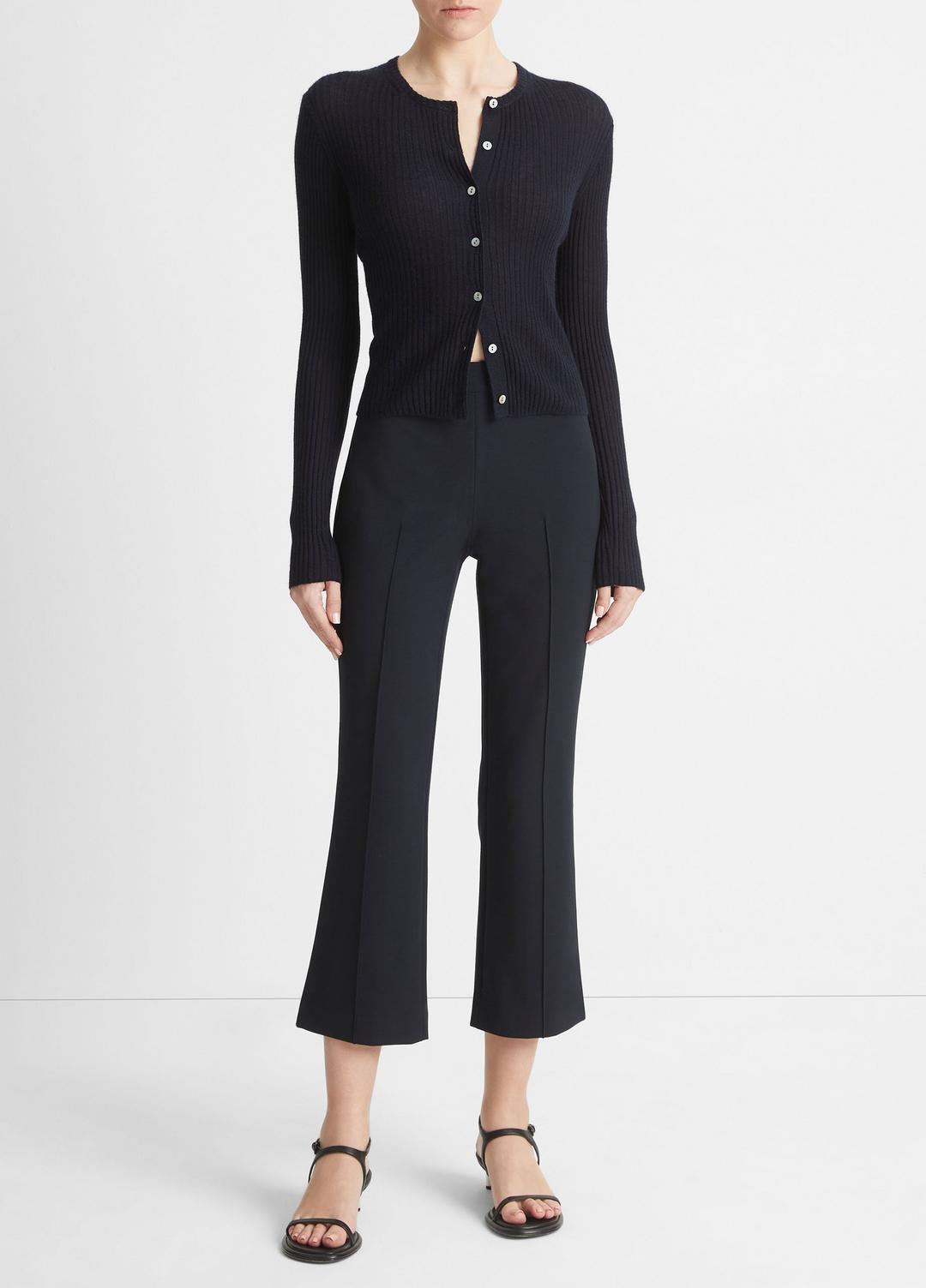 VINCE | Ribbed Cashmere-Silk Cardigan in Cardigans - COASTAL BLUE