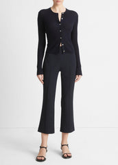 VINCE | Ribbed Cashmere-Silk Cardigan in Cardigans - COASTAL BLUE