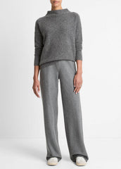 VINCE | Donegal Cashmere Funnel-Neck Sweater in Turtleneck - MEDIUM HEATHER GREY DONEGAL