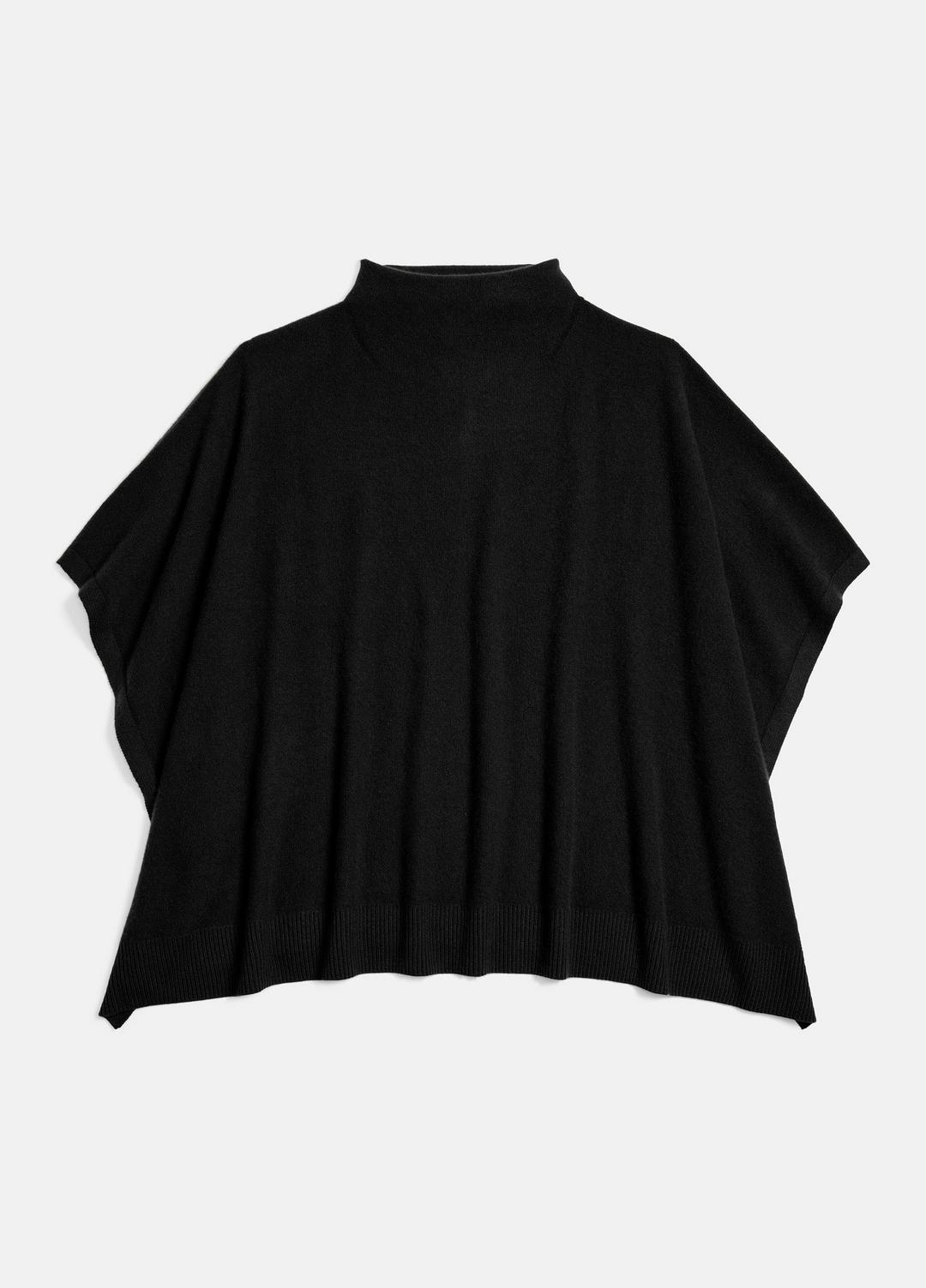 VINCE | Merino Wool-Cashmere Funnel-Neck Poncho in Accessories - BLACK