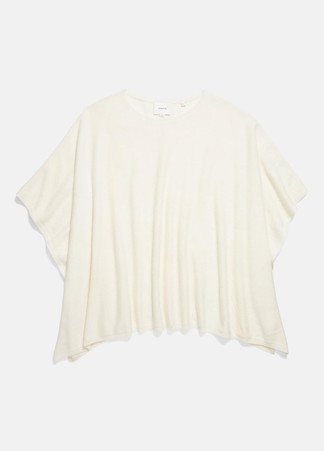 VINCE | Reverse-Jersey Cashmere Boat-Neck Poncho in Sweaters - OPTIC WHITE