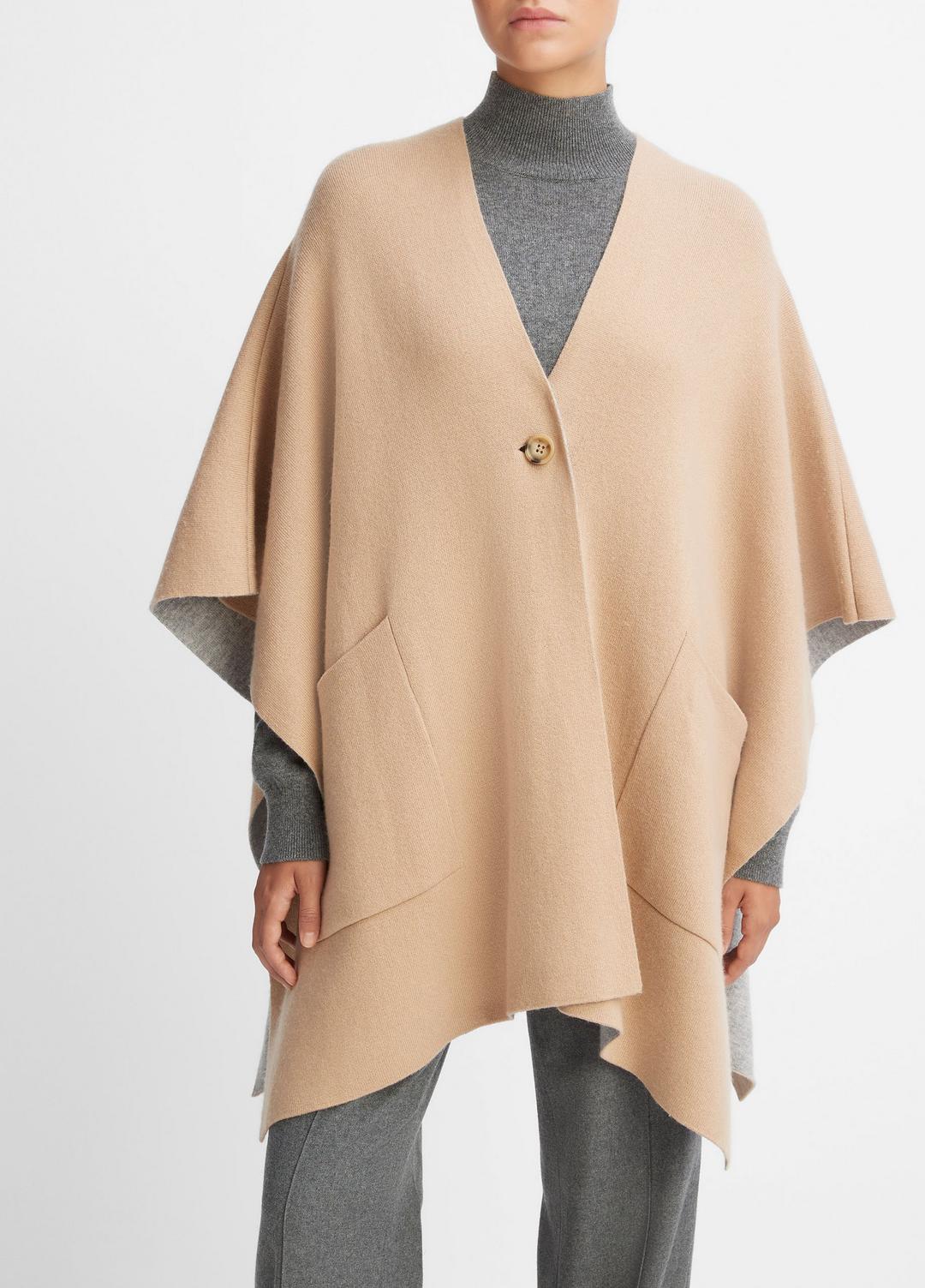 VINCE | Wool and Cashmere Double-Face Cape in Sweaters - CAMEL GREY
