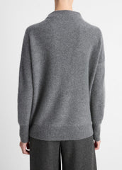 VINCE | Plush Cashmere Funnel-Neck Sweater in Turtleneck - HEATHER GRAPHITE